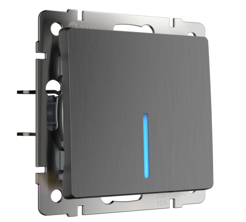 Выключатель одноклавишный проходной с подсветкой (графит рифленый) W1112104