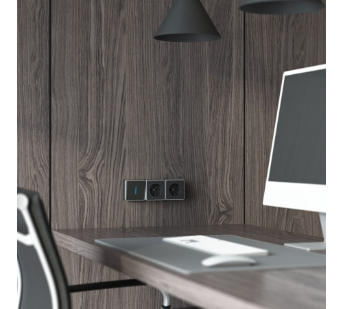 Выключатель одноклавишный с подсветкой Gallant черный с серебром W5010134 W5010134