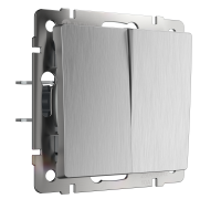 W1120009/ Выключатель двухклавишный (cеребряный рифленый) W1120009