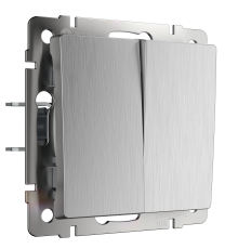 W1120009/ Выключатель двухклавишный (cеребряный рифленый) W1120009