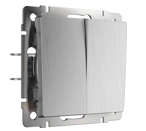 W1120009/ Выключатель двухклавишный (cеребряный рифленый) W1120009