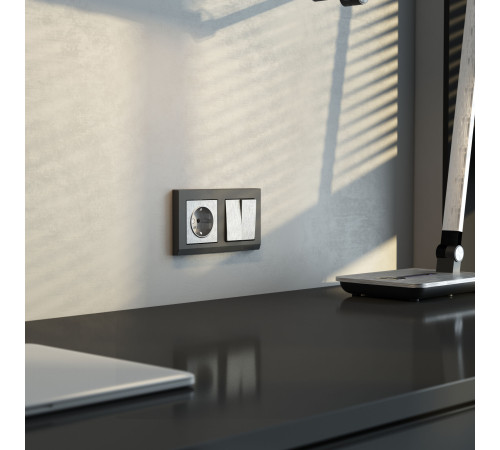 W1120009/ Выключатель двухклавишный (cеребряный рифленый) W1120009