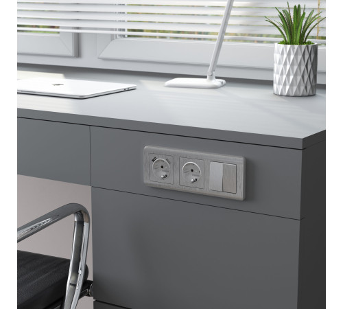 W1120009/ Выключатель двухклавишный (cеребряный рифленый) W1120009