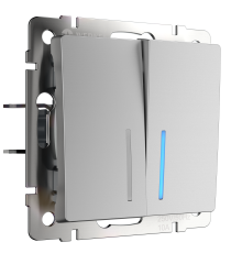 W1122106/ Выключатель двухклавишный проходной с подсветкой (серебряный) W1122106