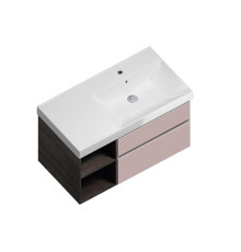 Тумба под раковину Kerama Marazzi CUBO 90 правая подвесная мальва матовая/древесная CU.90rh\MAL