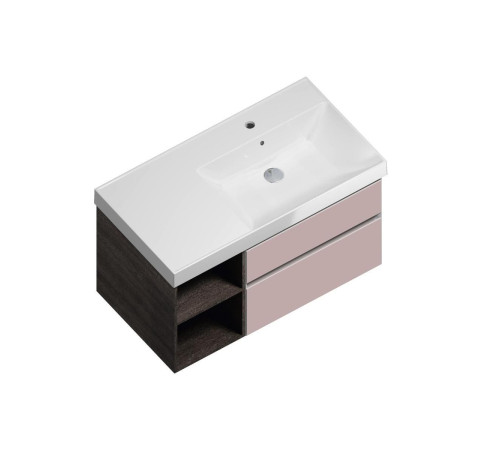 Тумба под раковину Kerama Marazzi CUBO 90 правая подвесная мальва матовая/древесная CU.90rh\MAL