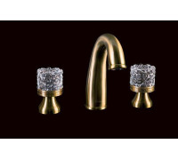 Смеситель для раковины Boheme Crystal на 3 отверстия двуручковый матовая бронза 317-CRST