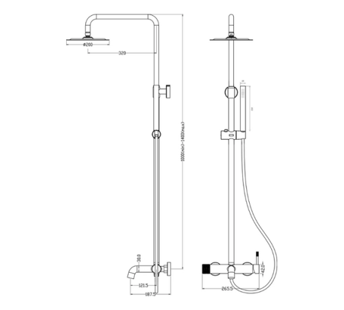 Душевая стойка Boheme Uno с верхним душем белый матовый/золото матовое 468-WG