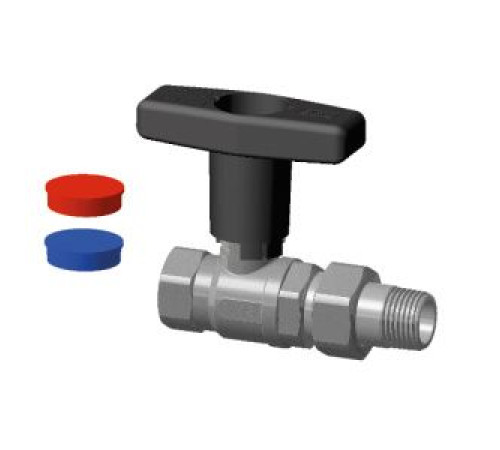 Кран шаровой FAR 3/4 ВР-НР с американкой высокая черная ручка 3079 M34C