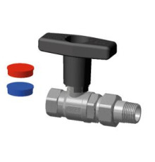 Кран шаровой FAR 1 ВР-НР с американкой высокая черная ручка 3079 M1C