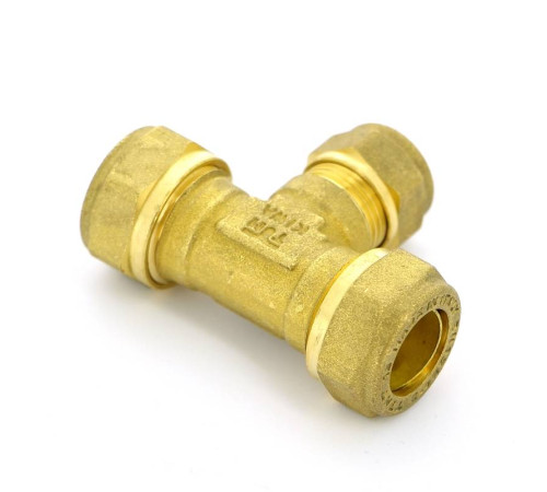 Тройник обжимной латунный Tiemme 15х12х15 мм 1000116