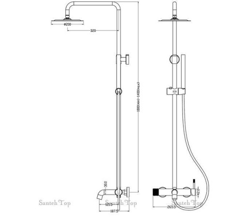 Душевая стойка Boheme Uno с верхним душем хром матовый 468-CR
