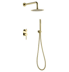 Душевой комплект Boheme Uno смеситель встраиваемый с верхним и ручным душем gold 464-G