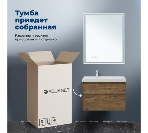 Тумба с раковиной Aquanet Nova Lite 2.0 90 L 2 ящика дуб рустикальный 00365923