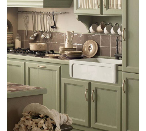 Раковина кухонная Kerasan Hannah Yorkshire 75.8x47x25.4 см без отверстия белый 542101