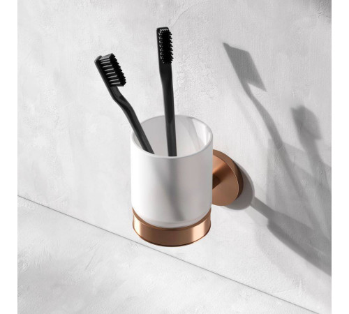 Стакан стеклянный с настенным держателем AM.PM X-Joy розовое золото A85A34344