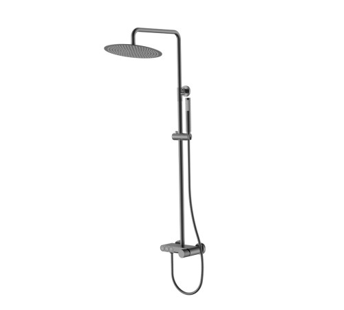 Душевая стойка Boheme Stick Spirale со смесителем верхний душ 30 см gun metal 128-GM.4