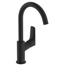 Смеситель для раковины hansgrohe Logis 210 однорычажный поворотный излив со сливным гарнитуром матовый черный 71130670