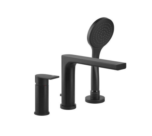 Смеситель для ванны Gessi Emporio Via Manzoni на 3 отверстия с изливом и душем Black XL 38634#299