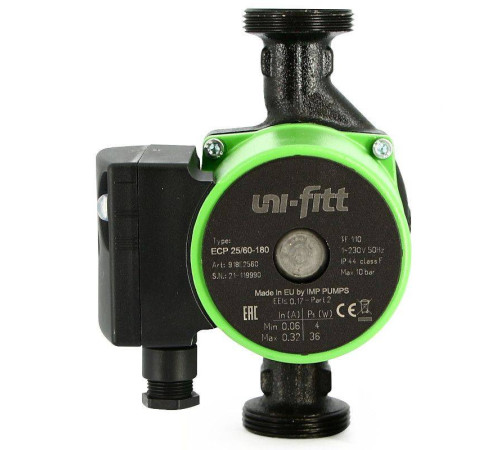 Насос циркуляционный Uni-Fitt ECP 25/80 180 мм с гайками 918E2580