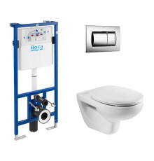 Комплект инсталляция с подвесным унитазом Roca Mateo сиденье и кнопка 893100010