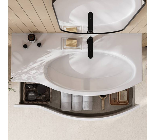 Тумба подвесная с раковиной Kerama Marazzi Riva 100 см правая белый матовый RV.wb.100Rh/RV.100Rh\WHT.M