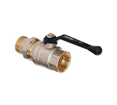 Кран шаровой Hoobs ORION с американкой 2 НР/ВР ручка-рычаг черный 15127H