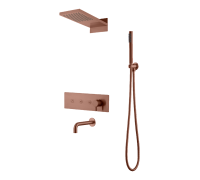 Душевой комплект встраиваемый Boheme Fusion смеситель излив верхний и ручной душ матовая бронза 130-2-BRB