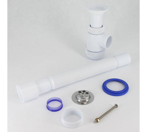 Сифон для раковины Wirquin Мини Элит 1 1/2 x 40 мм чашка 63 мм с гофротрубой 800 мм 30980678