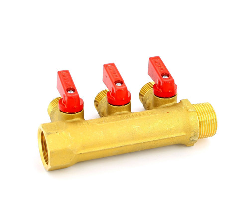 Коллектор с шаровыми кранами Tiemme 3/4х1/2 3 выхода 36 мм 1820001