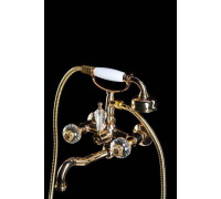 Смеситель для ванны Boheme Flora с душевым комплектом золото глянцевое 293-FL