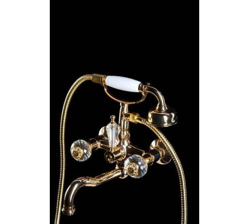 Смеситель для ванны Boheme Flora с душевым комплектом золото глянцевое 293-FL