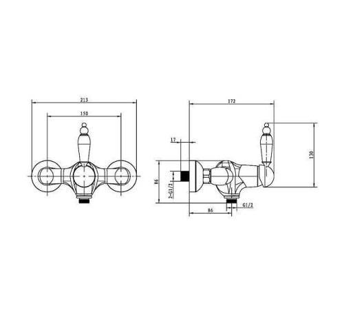 Смеситель для душа Boheme Tradizionale Nero хром 244