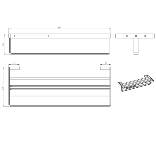 Полка для полотенец Boheme Q подвесная антрацит 10947-SGM