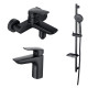 Набор смесителей 3 в 1 Aquanet Vega (AQ1010MB+AQ1040MB+AQ2011MB) матовый черный AQ1030MB