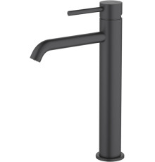 Смеситель для раковины высокий Aquanet Europa 215 мм без донного клапана матовый черный AQ1304MB