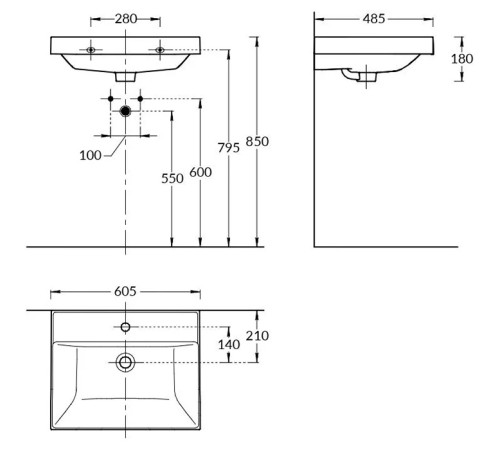 Раковина подвесная Kerama Marazzi Cubo 60х48.5 см белый глянцевый CU.wb.60