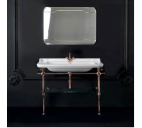 Раковина с металлической структурой Kerasan Waldorf 120х42 см напольная 1 отверстие золото 4144K1bi/cr / 9203K2oro