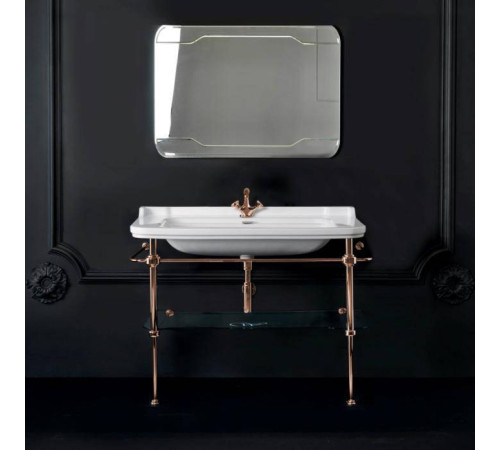 Раковина с металлической структурой Kerasan Waldorf 120х42 см напольная 1 отверстие золото 4144K1bi/cr / 9203K2oro