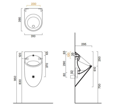 Писсуар Catalano Comfort 61x31 см 0932610001