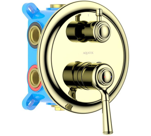 Смеситель для ванны Aquanet Классик встраиваемый 3 режима (внешняя и скрытая часть) полированное золото AQ1547PG