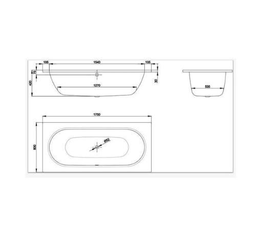 Ванна стальная встраиваемая Bette Starlet 175х80х42 см BetteGlasur Plus 1450-000 PLUS