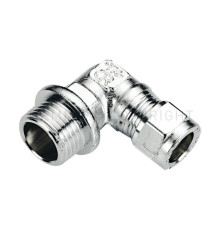 Угольник переходный латунный Tiemme 90° 10x3/8 НР хром 1130170