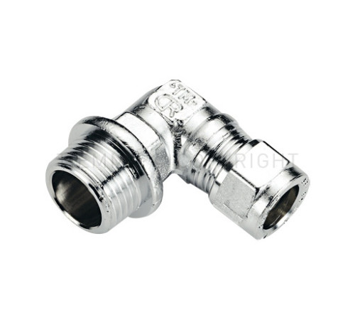 Угольник переходный латунный Tiemme 90° 10x3/8 НР хром 1130170