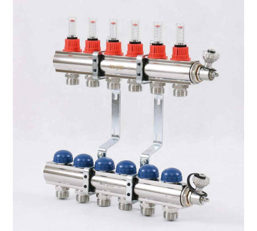 Коллекторная группа Uni-Fitt серия E 1x3/4 EK 6 выходов с расходомерами 440E4306