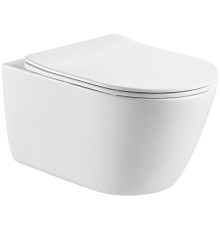Унитаз подвесной безободковый Aquanet Оберон 531х360х344 мм сиденье микролифт AQ1363W-00