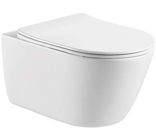 Унитаз подвесной безободковый Aquanet Оберон 531х360х344 мм сиденье микролифт AQ1363W-00