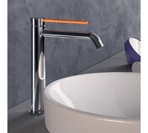 Смеситель для раковины Gattoni Circle Two высокий 227 мм с донным клапаном хром/Arancio 9146/91C0 / 9198/91AR