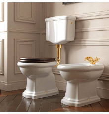 Унитаз приставной Kerasan Retro 72х38.5 см с низким бачком слив в пол белый/золото 751391/101001/760391/108201/757191