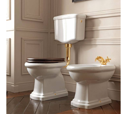 Унитаз приставной Kerasan Retro 72х38.5 см с низким бачком слив в пол белый/золото 751391/101001/760391/108201/757191